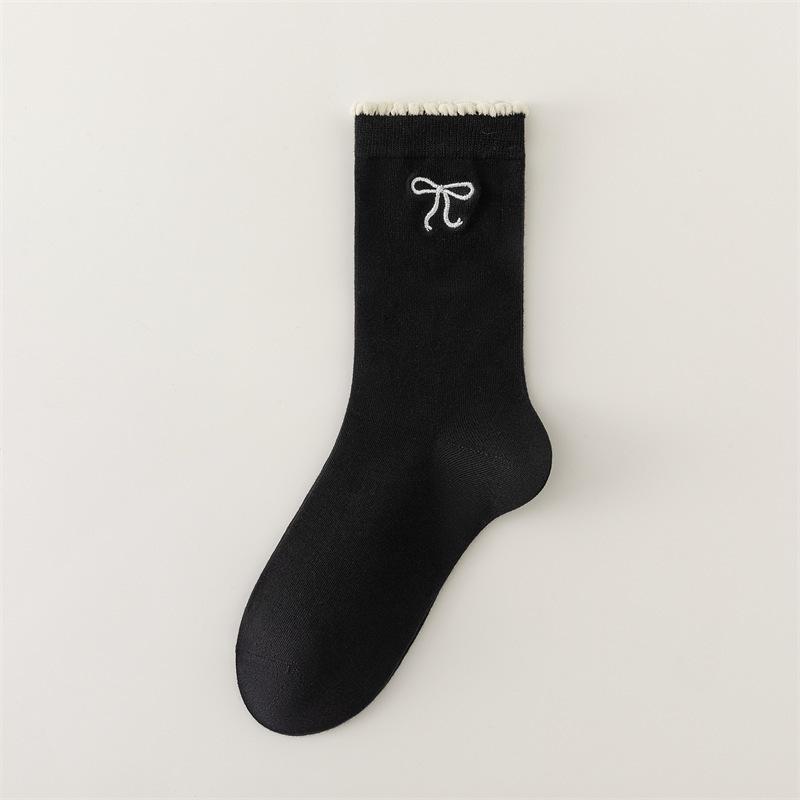 

2024 Women s Autumn & Winter Bow Mid-Calf Socks - Cute & Sweet Design One Size