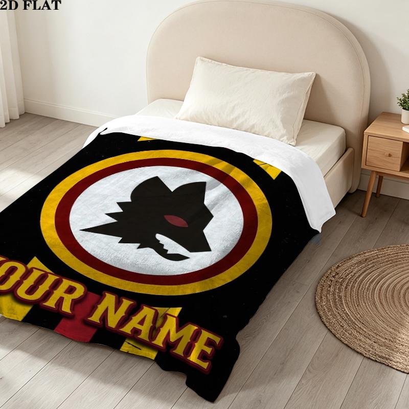 Custom Name Roma Print Flannel Blanket, High quality Comfortable for All Seasons, Home Decor, Warmth and Comfort, Perfect for Christmas Gifts