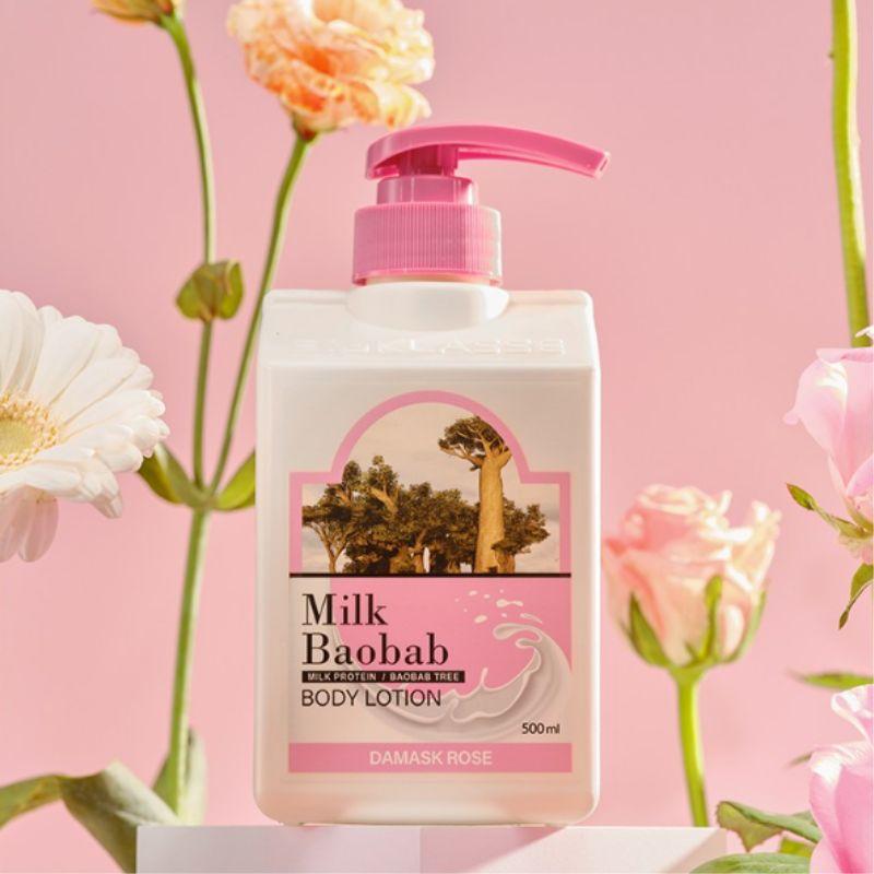 Milk Baobab Body Lotion Damask Rose 500ml – Moisturizing Rose Scent Body Lotion