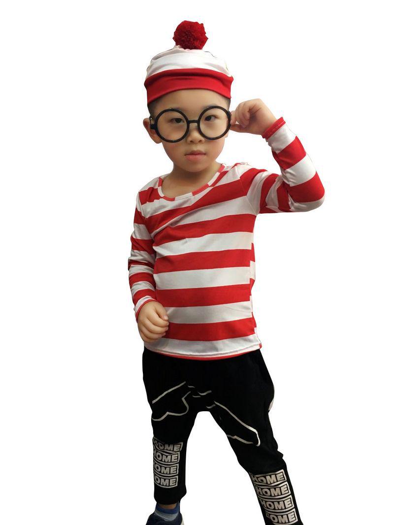 

Where s Wally Parent-Child Halloween Costume - British Cartoon Character Cosplay for Couples S