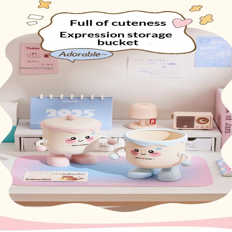 DIY Cartoon Stifthalter Kunststoff Aufbewahrungshalter Für Büro Schreibtischaufbewahrung Abfalleimer Make-up-Pinsel-Aufbewahrung