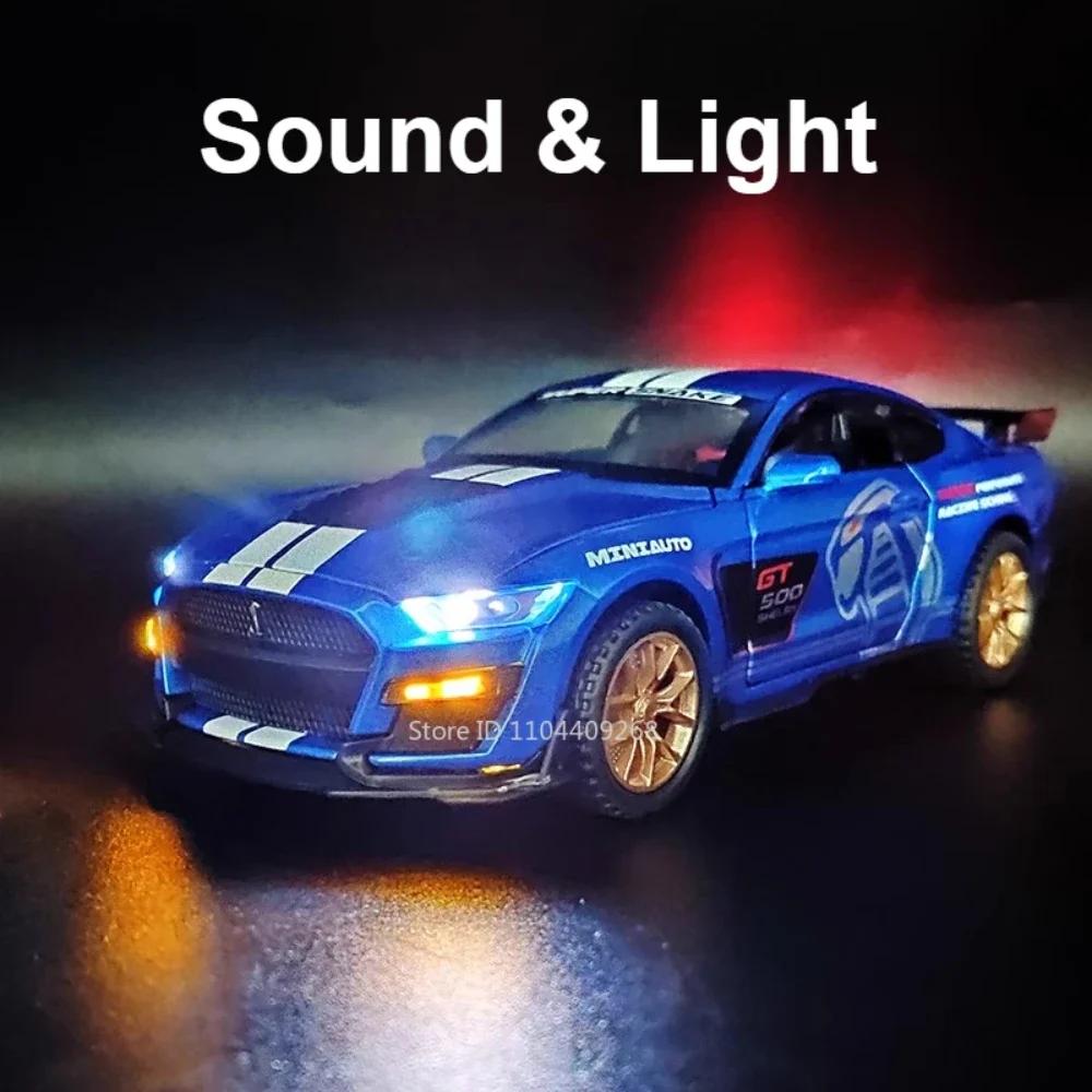 1:32 Mustang GT500 Charger 1970 Alloy Car Model Toy Sound and Light Feedback Ornaments Collection Models Children's Toys Gifts