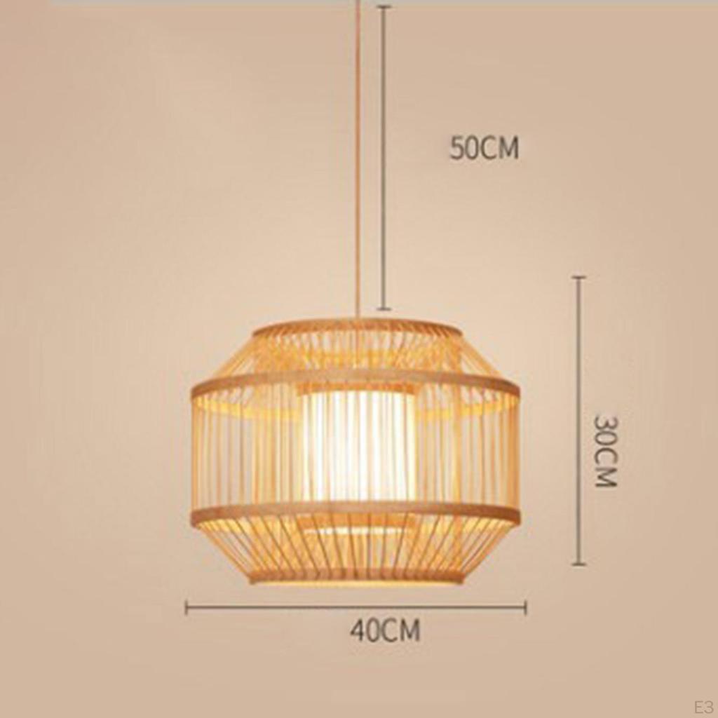 Bamboo Weaving LED Pendant Light, Hanging Chandelier Kitchen Ceiling Lamps Teahouse Hotel Decoration