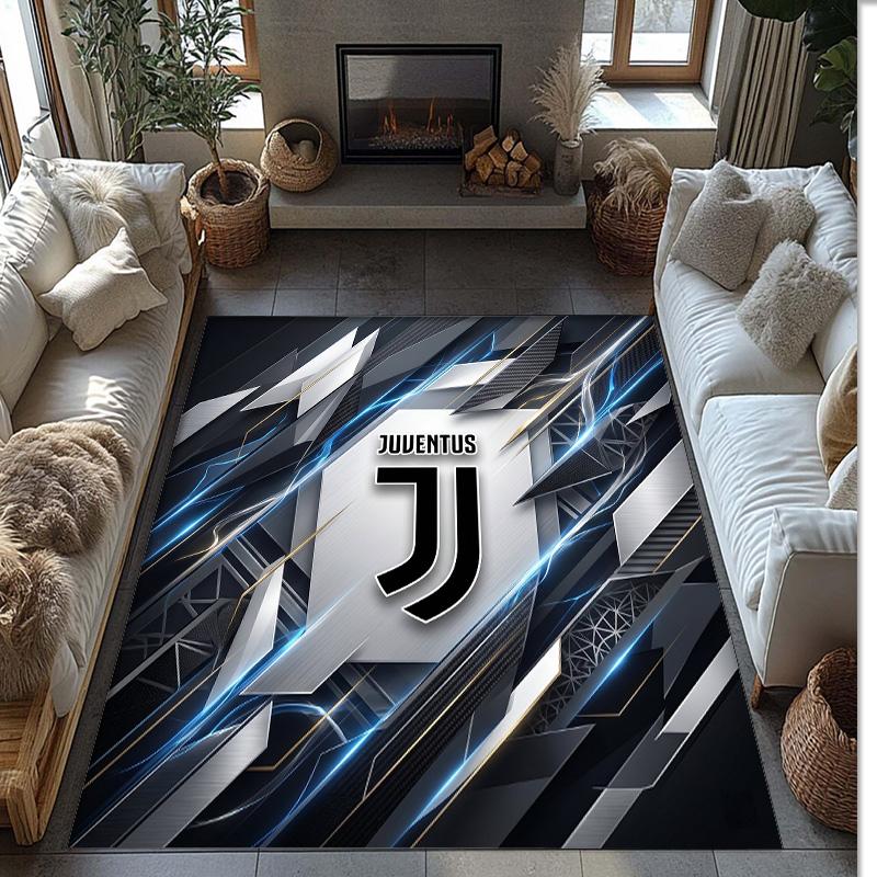 Juventus FC bedruckter Flanell-Teppich rutschfest weicher Polyester-Bodenbelag Indoor-Dekormatte für Schlafzimmer Wohnzimmer Sofa