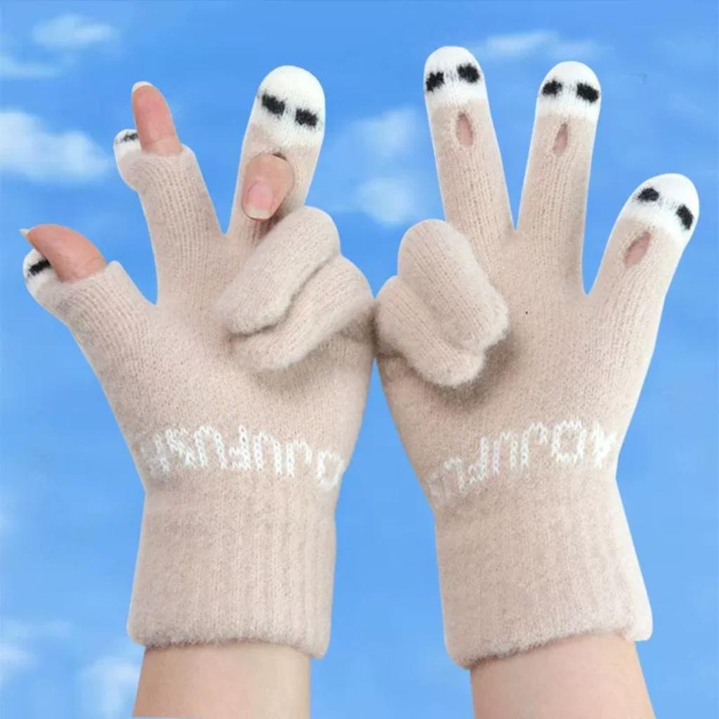Touchscreen Women's Gloves Cute Knitted Writing Play Phone Warm Autumn/Winter Cartoon Student Versatile