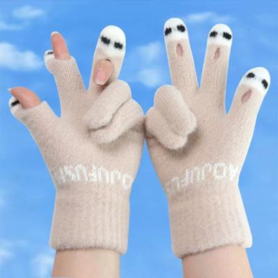 Touchscreen Women's Gloves Cute Knitted Writing Play Phone Warm Autumn/Winter Cartoon Student Versatile