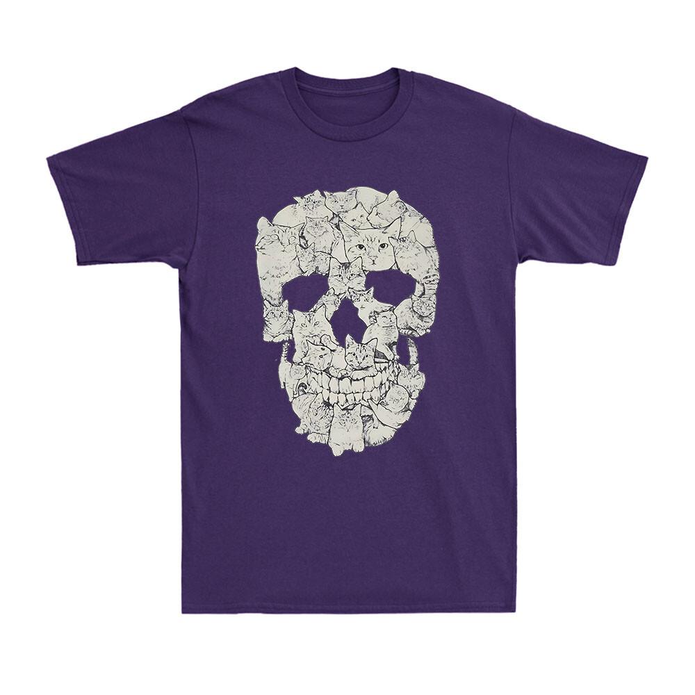 Cat Skull Cat Lovers Shirt Funny Kitty Horror Skeleton Vintage Unisexs Tshirt
