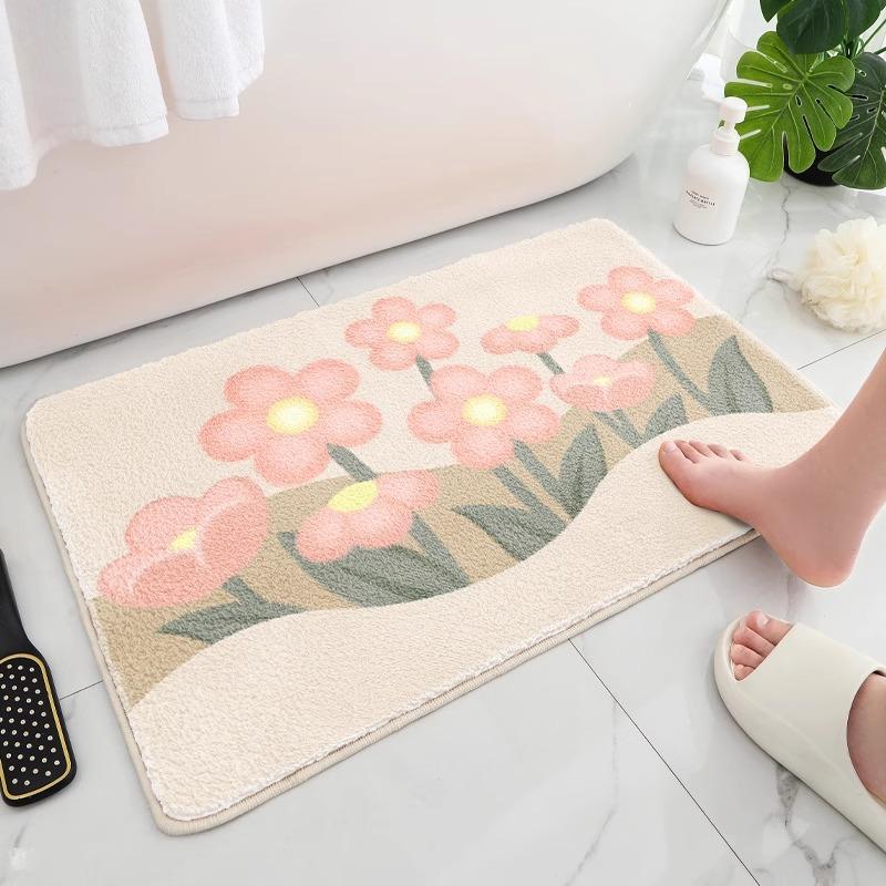 Bathroom Floor Mat Absorbent Toilet Door Foot Mat Household Thickened Non-slip Toilet Toilet Imitation Cashmere Carpet