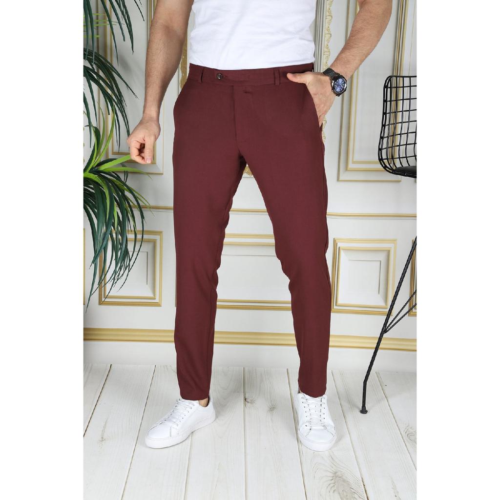 Men's Cream Color Italian Cut Quality Flexible Lycra Ankle Length Fabric Trousers