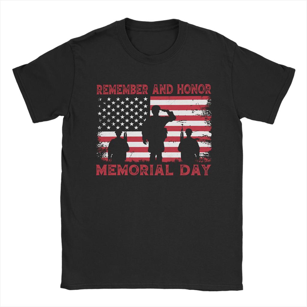 Casual Memorial Day Patriot Tshirts For Unisex Unisex Crew Neck Cotton T Shirts Forever Remember Short Sleeve Tees Graphic Tops