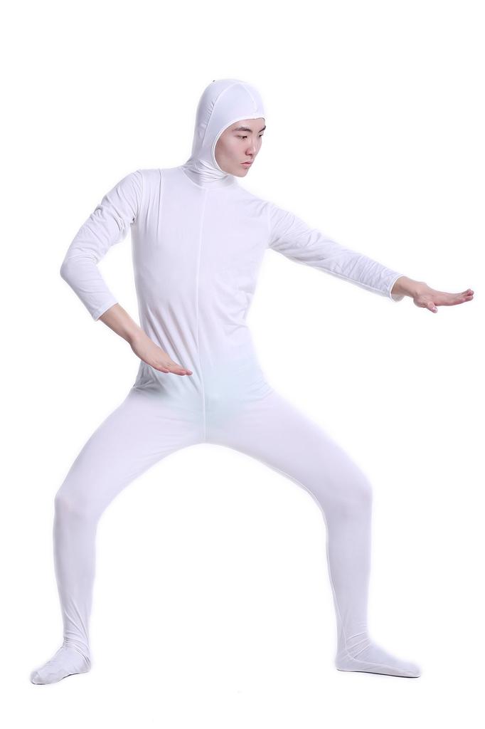 Omoshiro Club Zentai XXS Fits 120cm To 130cm Open Kigurumi Costume, Full-Body Suit, White, Children's Size, Tall, Face, (SS03-2H)