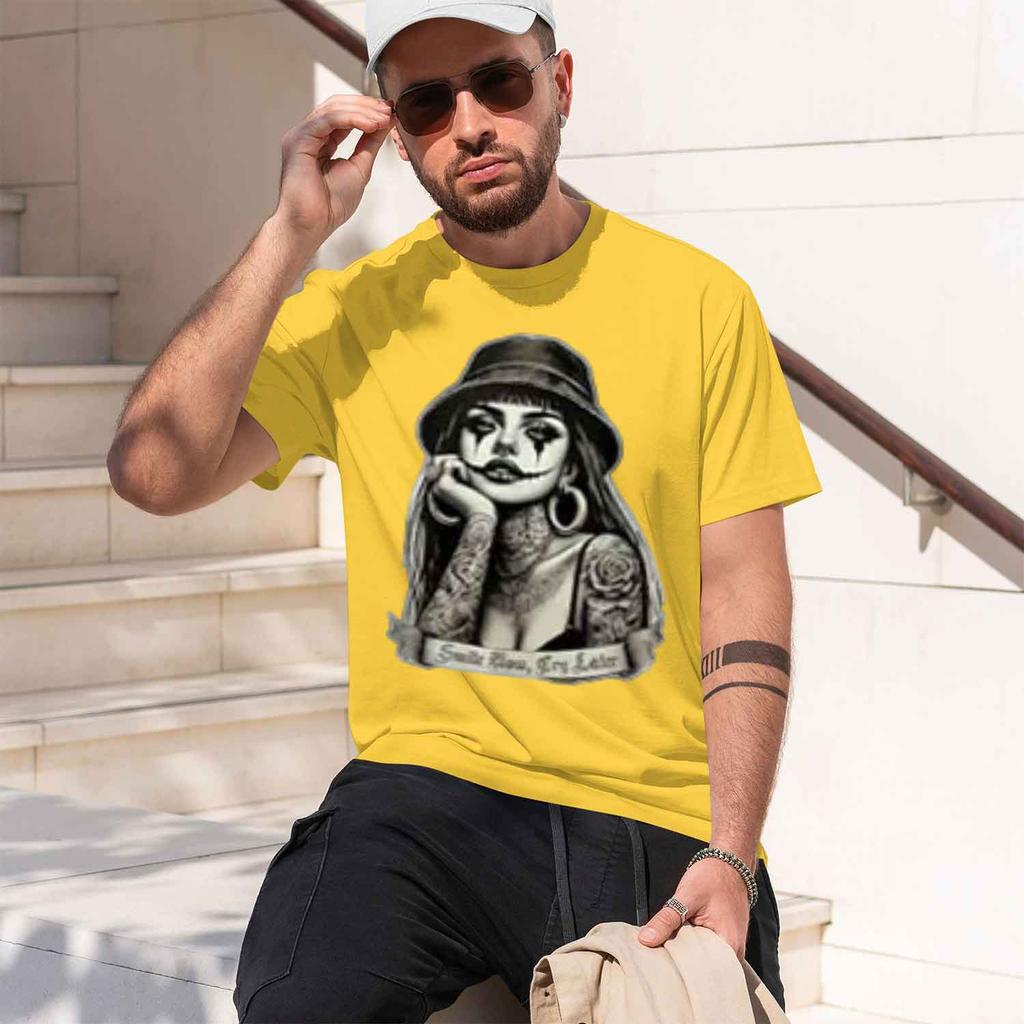 2026 New Model Chicana Payasa Tattoo Chicano Chola Unisex Cholo Tshirt Now Cry Later Y2k Tee No Love All Hustle No More Tears