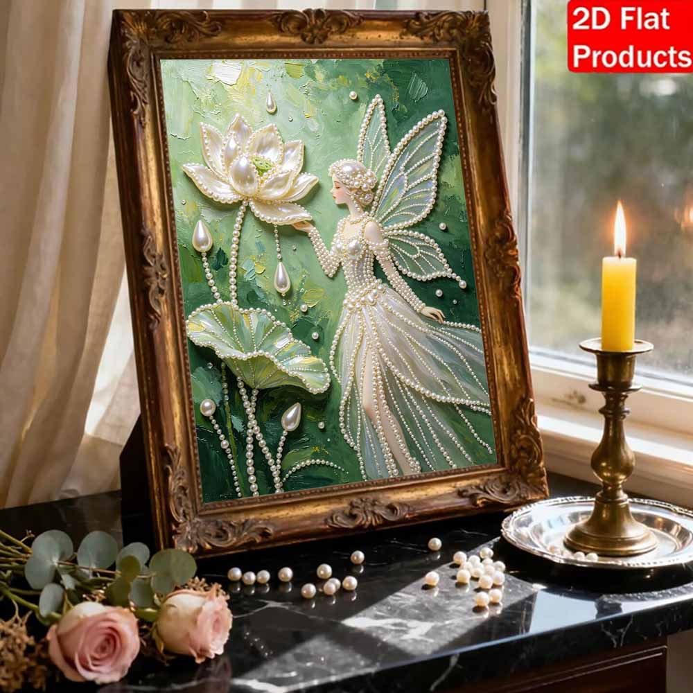 Frameless DIY Pearl Bead Painting Kit Elegant Fairy Pattern Creative Relaxing Craft Canvas Home Decor Adult Gift