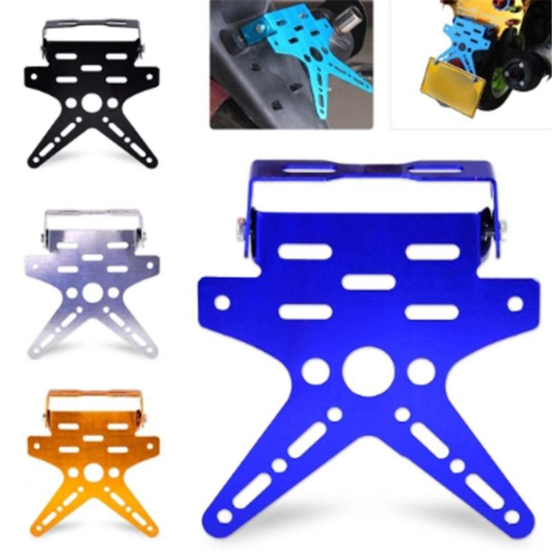 Plaque dimmatriculation arrière de moto en alliage d'aluminium électroplaqué Support de moto Porte-plaque d'immatriculation ajusté pour scooter