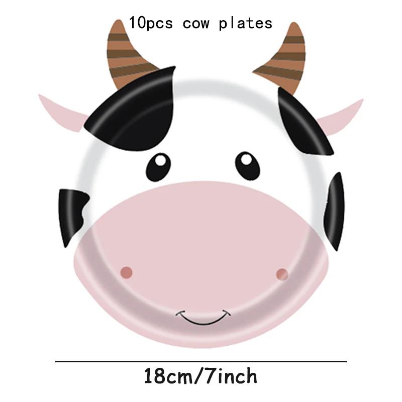 10Pcs Farm Animals Party Paper Plates Cute Cow Sheep Duck Chick Plate Kids Birthday Party Supplies Baby Shower Favors