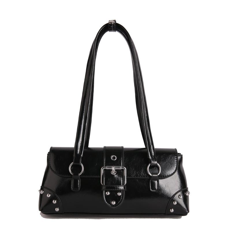 High-end underarm bag women s new trend fashion versatile rivet locomotive bag retro handbag