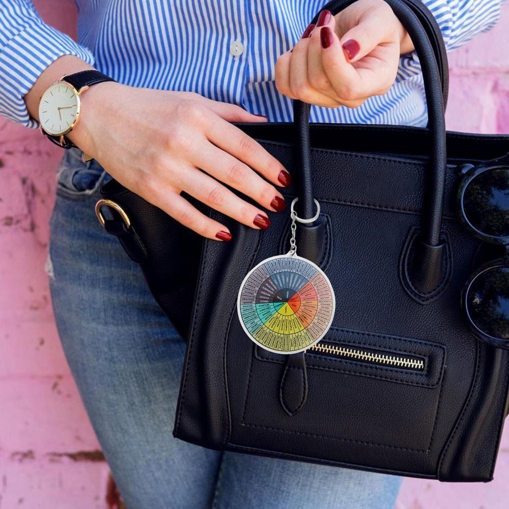 Key Chain Bag Charm Double-Sided  Keychain Car Keyrings Bag Pendant Feelings Wheel Keychain