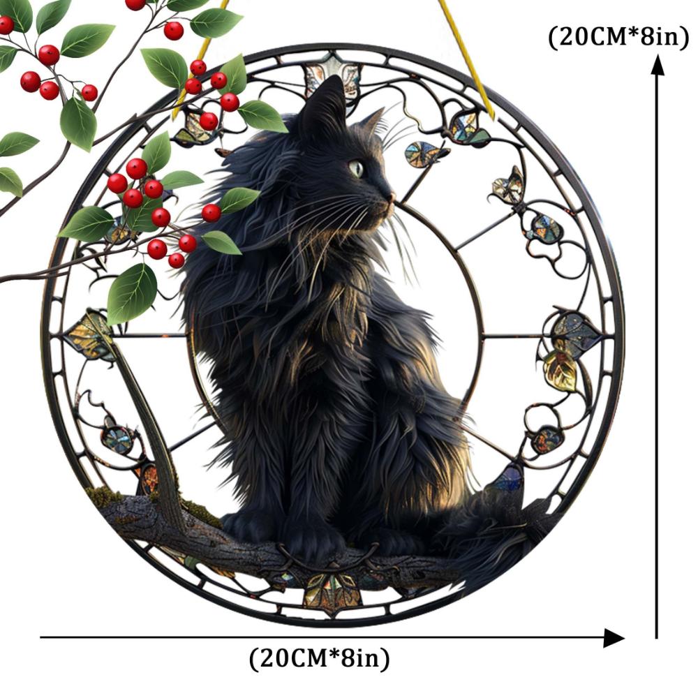 

20 см Большой Черный Кот Ловец Солнца, Пластиковое Оконное Подвесное Украшение Подарок Любителю Кошек на День Рождения для Улицы Сада Спальни Офиса Дома KTY 20cm чёрный