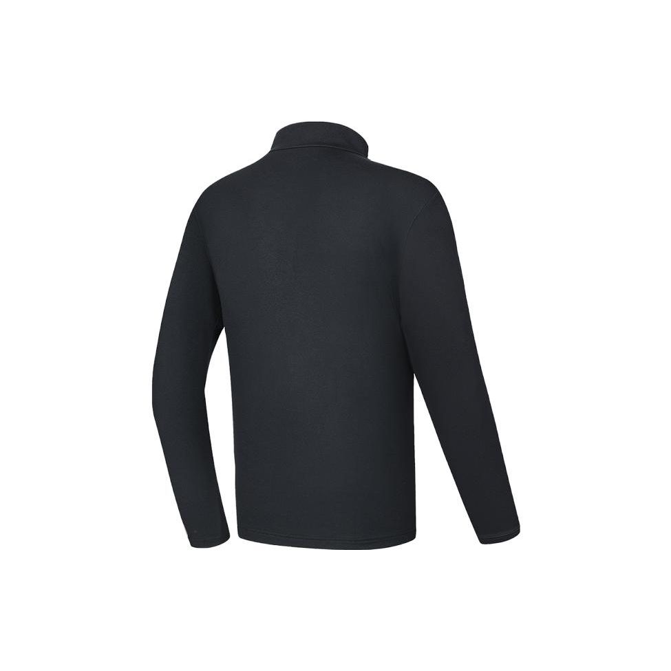 FILA Golf Series Solid Color Stand Collar Golf Elite Long Sleeve T-Shirt Men Tops Deep-Black A11M415216F-BK