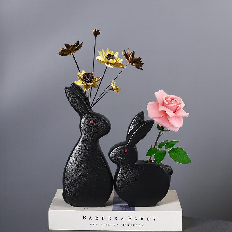 Ceramic Vase Simple Home Decoration Hydroponic Flowers Dried Flower Arranger Creative Animal Vase Rabbit