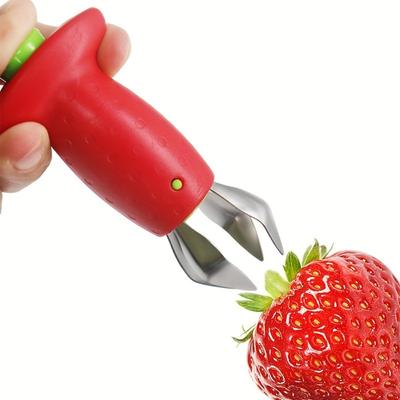 1pc Strawberry Stem Remover, Stainless Steel Strawberry Huller, Red Strawberry Leaves Remover