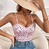 Topuri din satin cu imprimeu Halter Crop Tops Femei Vară Reglabil Curea de umăr Camis Camoș fără spate Tub casual Femeie Vestă decupată fără mâneci