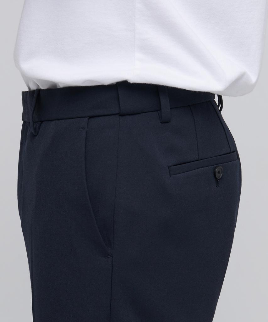 MUSINSA STANDARD Tapered Hidden Elastic Waist Length Slacks [Navy]