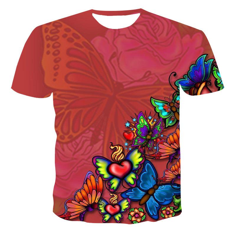 New Short Sleeved Summer 3D T-shirt Printed Women's Short Sleeved Butterfly T-shirt