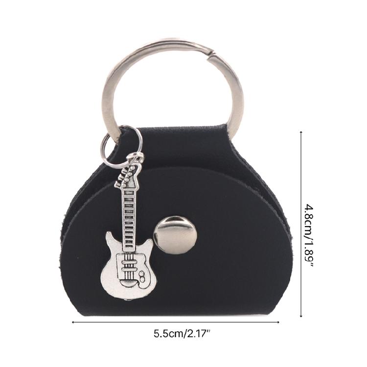 PU Leather Guitar Pick Holder Keychain Pick Cover Pouches Portable Plectrums Bag