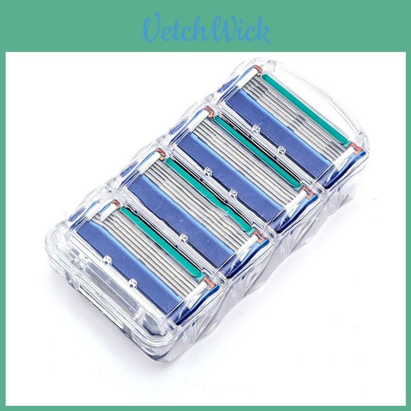 Luxurious 4pcs Shaving Razor Shaver Blades With Premium Five Layers In Elegant Blue
