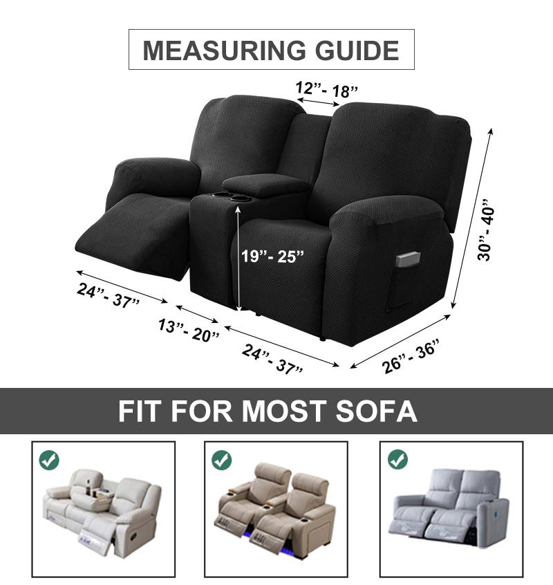 8pcs/set Waterproof  2Seater Recliner Sofa Covers  All-inclusive Loveseat Center Console Sofa Covers