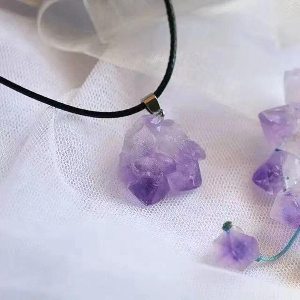 Stone Leather Rope Female Necklace Geometry Clavicle Chain Crystal Necklace Korean Style Jewelry