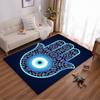 Blue Hamsa Evil Eye Pattern Carpet with Intricate Floral Design Suitable for Use As an Anti-slip for Living Room Bedroom Sofas