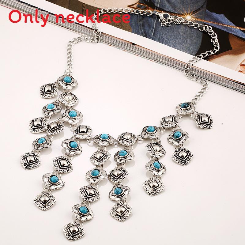 Ethnic Style Simulation Gemstone Decoration Tassel Design Women Necklace For Boho Jewelry Enthusiasts