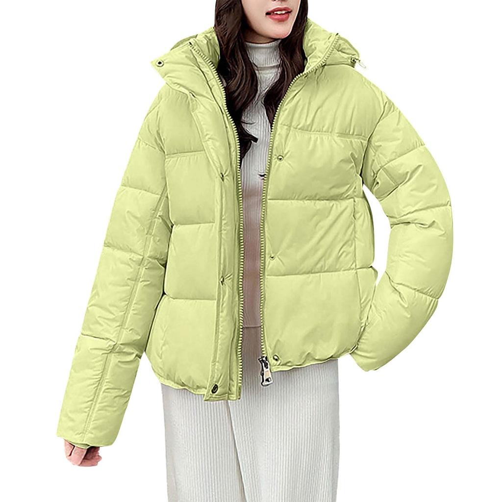 Ladies' Fashionable Solid Color Long Sleeved Loose Warm Hooded Jacket
