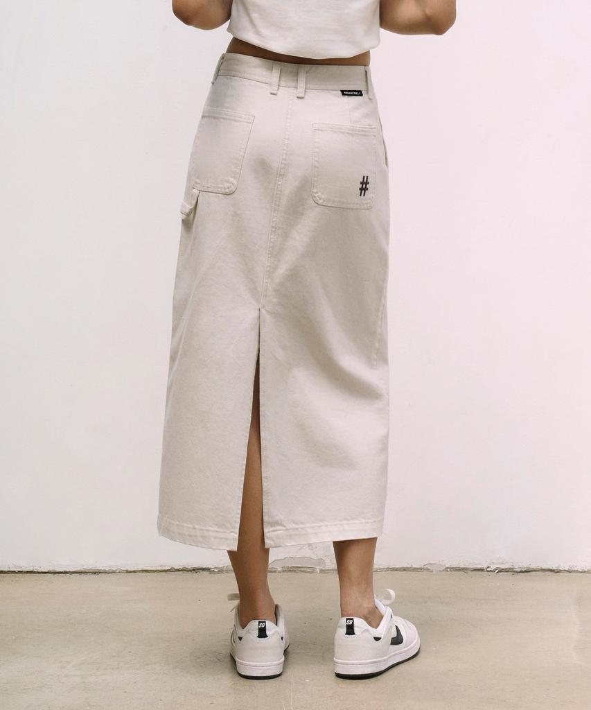Vintril Sunday Fatigue Denim Long Skirt (Sand)