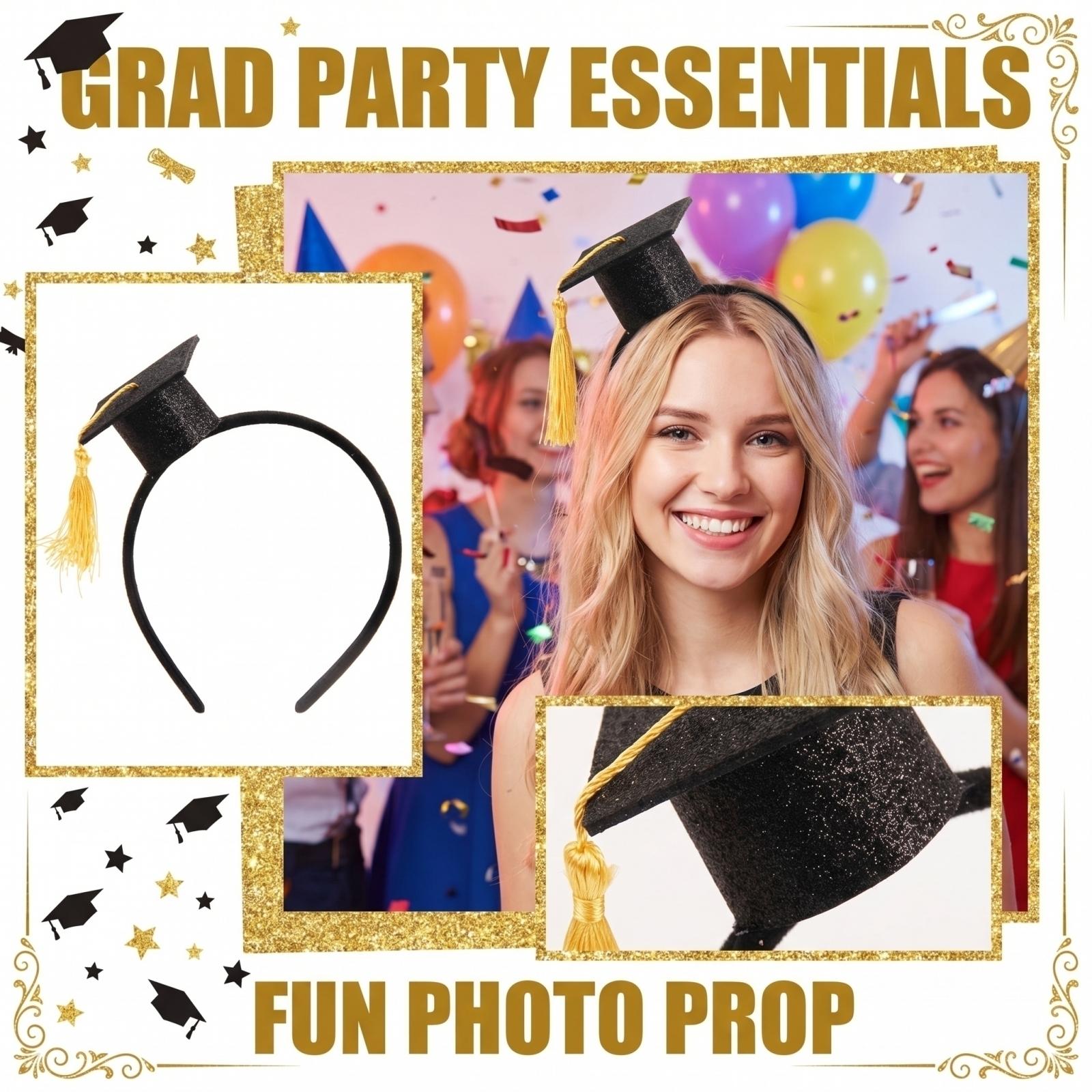 

Graduation Decoration Bachelor s Hat Hair Hoop Graduation Party Funny Photography Props Decoration One Size