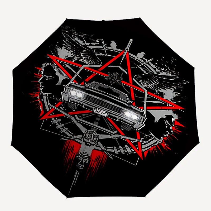 

1pc Supernatural Automatic Opening/Closing Umbrella with Convenient Three-Fold Design, 8 Iron Ribs - for Outdoor Daily UseA19