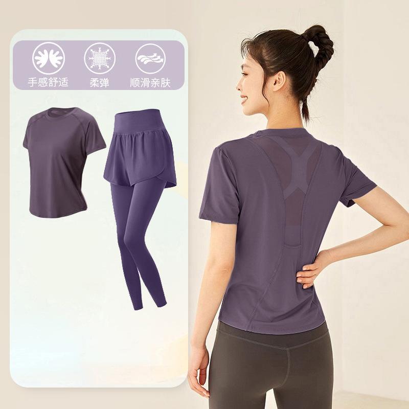 Tennis suit women's short-sleeved training clothes outdoor running quick-drying clothes thin badminton T-shirt fitness clothes