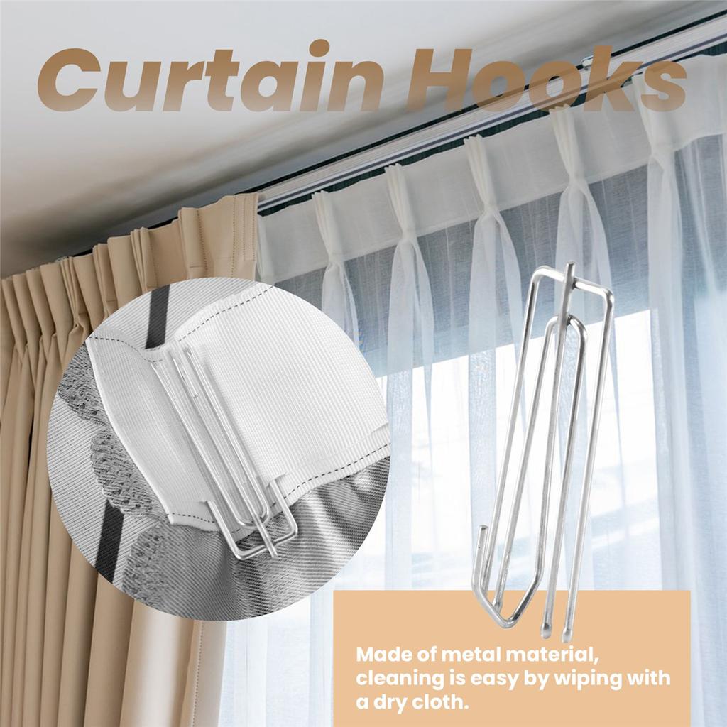 AA58 Window Treatment 4 Prongs Pinch Pleat Drapes Curtain Hooks 20pcs