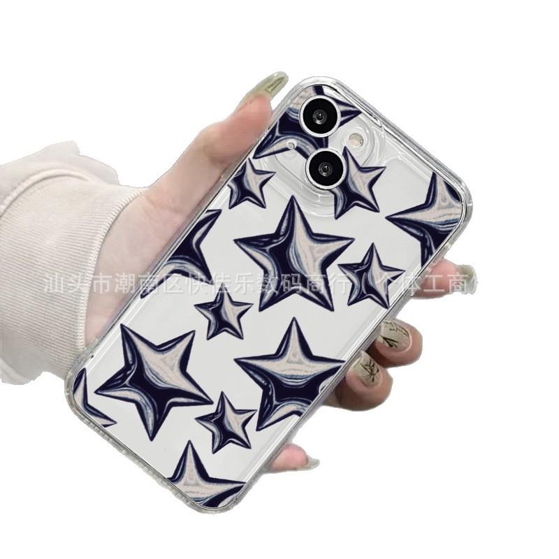 Silver Star Transparent Phone Case Compatible with iPhone 11/12 Shockproof iPhone 13/14/15/16 Premium X/XS