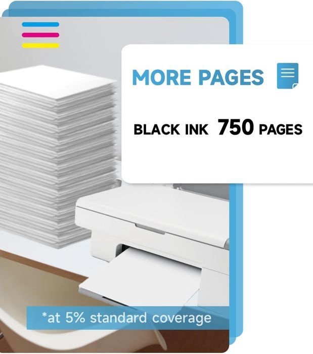 Cartouche d'encre - Inkyeah - 62 XL Noir - Compatible HP - Rendement 750 pages - Accessoire générique