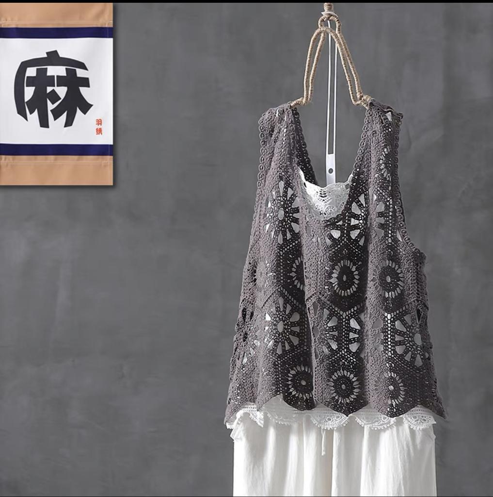 Neue lose europäische Hohlweste mit großem Fett-MM-Pullover ärmellose Weste Slim Top