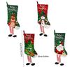 4 st Julstrumpor Bekväma Söta Tecknade Älg Gammal Man Julgran Snögubbe Dekorativa Strumpor för Jul