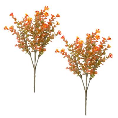 2Pcs/Set Fall Artificial Flower Realistic Fake Eucalyptus Leaf Halloween Thanksgiving Harvest Festival Indoor