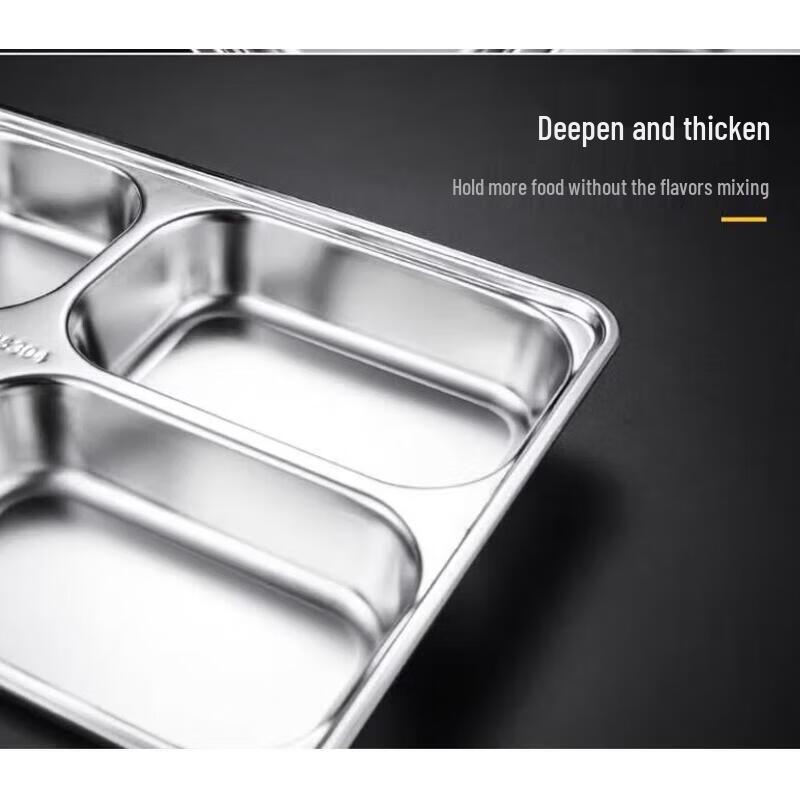 Huihuang 304 Stainless Steel 5-Compartment Rectangular Lunch Tray