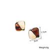 New Brown Beige Square Women's Stud Earrings Imitaiton Stone Exquisite Small Earrings for Girls Unusual Ear Jewelry