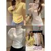 Autumn and Winter Lace Fungus Edge Semi-turtleneck Knitted Bottoming Shirt Women's Soft Waxy Sweater Temperament Simple Inner Top