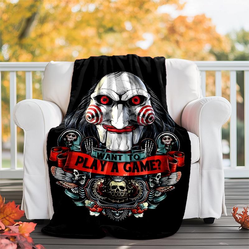 Saw Movie Flannel Blanket Soft All-Season Throw, Design for Camping, Car Travel, Hiking Sofa, Bed, Office Perfect Gift for Parties