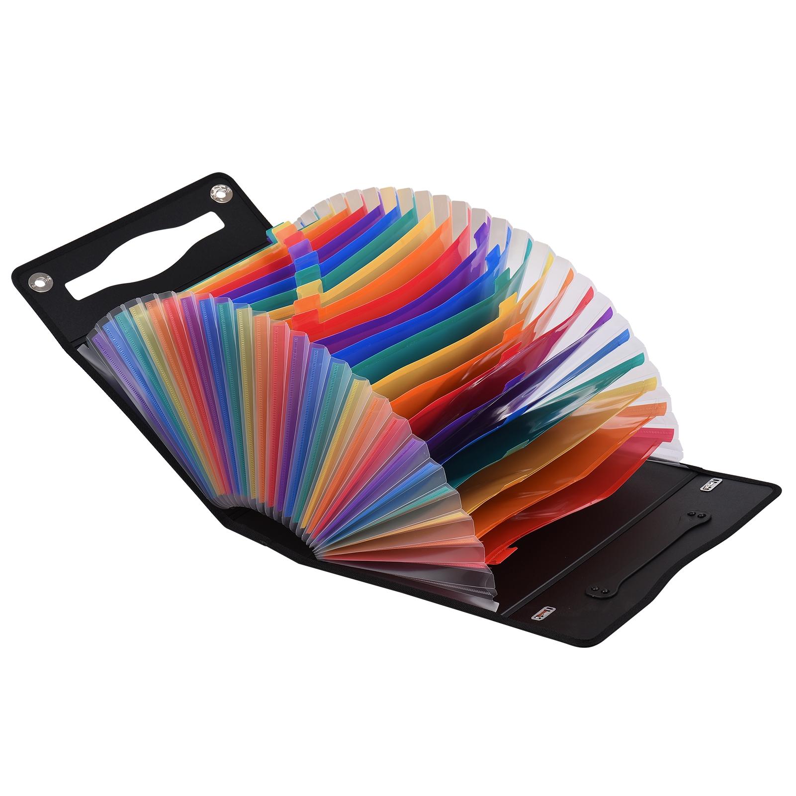 

Accordian File Folder Organizer 24 Pockets Expanding File Case with Cover A4 Letter Size Document Organizer Rainbow